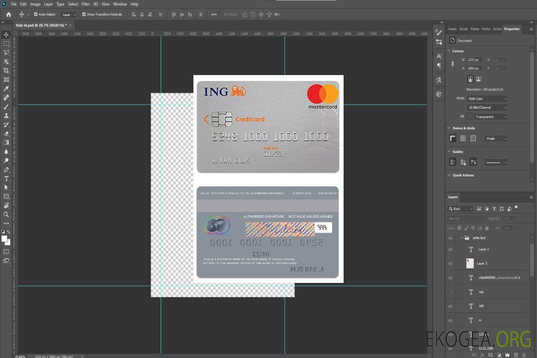 Carte de crédit IGN de ​​la Banque des Pays-Bas des Pays-Bas template